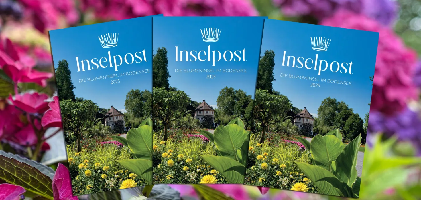 Magazin Inselpost vor blumigen Hintergrund