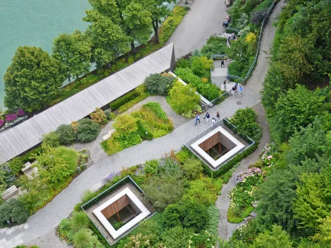 Vogelperspektive Dachgarten der Insel Mainau