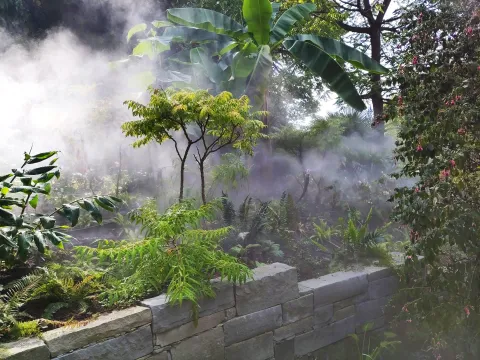 Vernebelungsanlage im Parkbereich Farn und Fuchsie auf der Insel Mainau